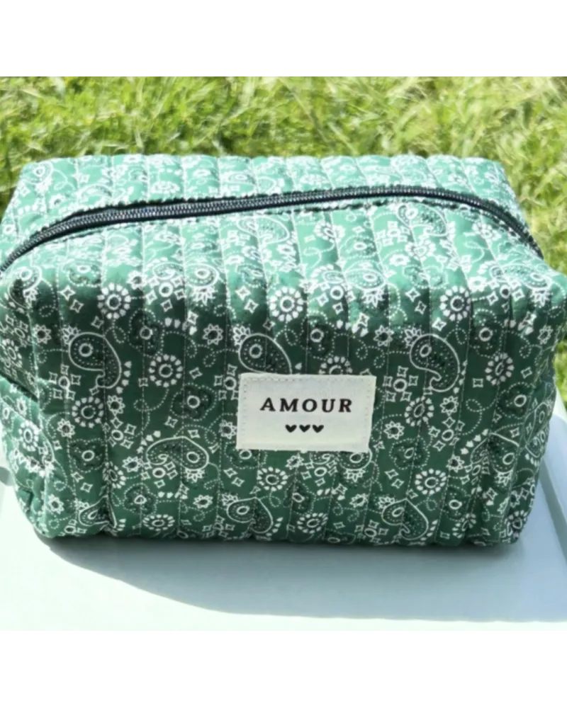Trousse maquillage femme coton – Bandana vert | Juliette My Poupi