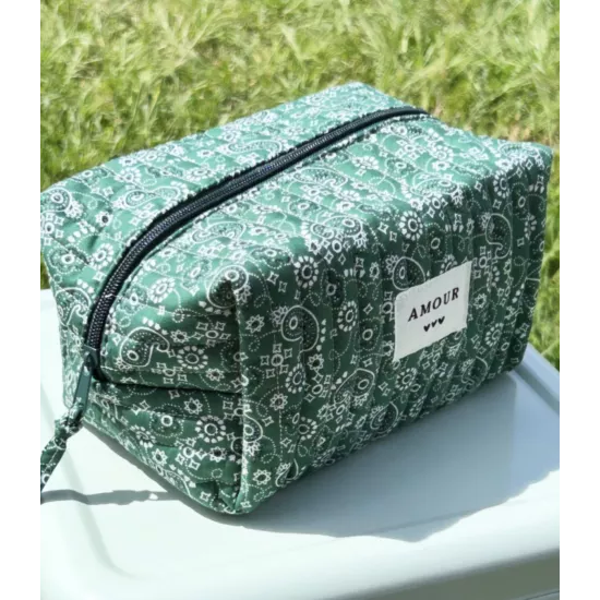 Trousse maquillage femme coton – Bandana vert | Juliette My Poupi