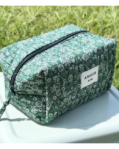 Trousse maquillage femme coton – Bandana vert | Juliette My Poupi