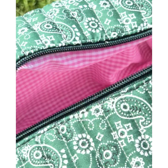 Trousse maquillage femme coton – Bandana vert | Juliette My Poupi