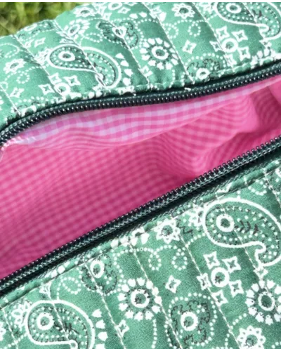 Trousse maquillage femme coton – Bandana vert | Juliette My Poupi