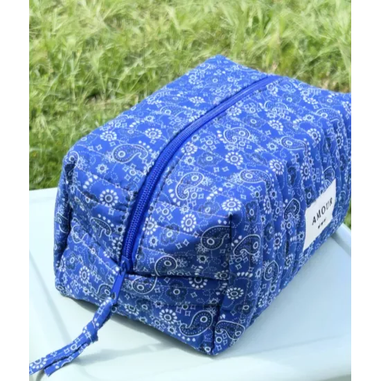 Trousse maquillage femme coton – Bandana bleu | Juliette My Poupi