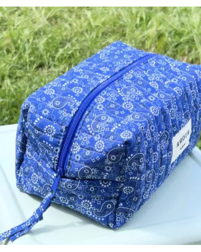 Trousse maquillage femme coton – Bandana bleu | Juliette My Poupi