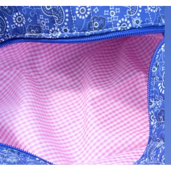 Trousse maquillage femme coton – Bandana bleu | Juliette My Poupi