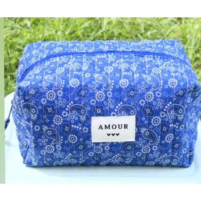 Trousse maquillage femme coton – Bandana bleu | Juliette My Poupi