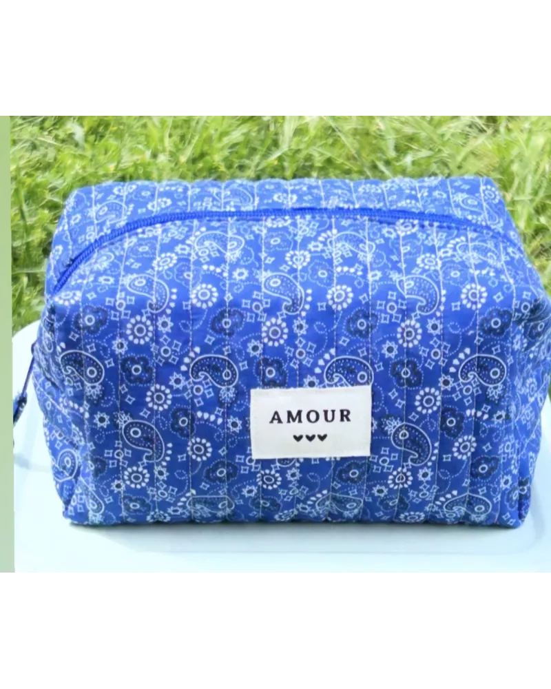 Trousse maquillage femme coton – Bandana bleu | Juliette My Poupi