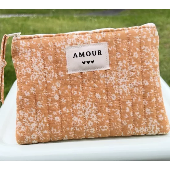 Pochette maquillage femme – Fleurs délicates orangées | Juliette My Poupi