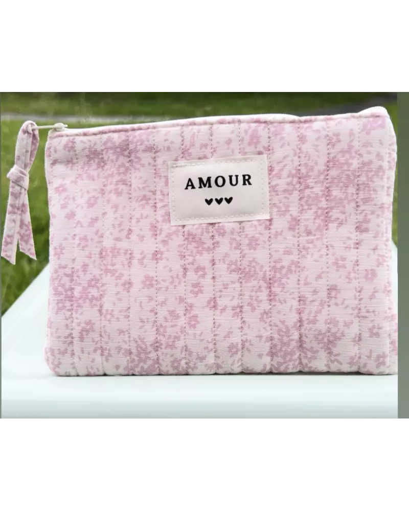 Pochette maquillage femme – Toile florale rose | Juliette My Poupi