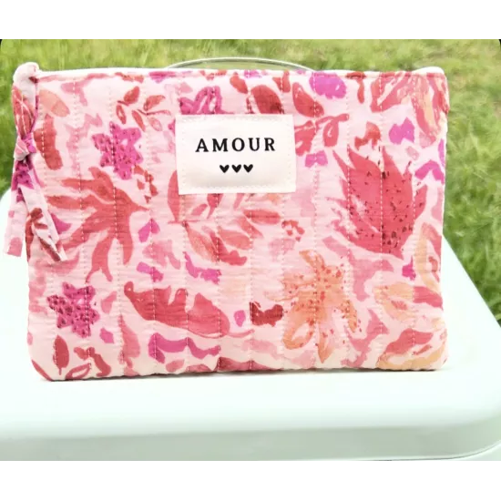Pochette maquillage femme – Fleurs romantiques rosées | Juliette My Poupi
