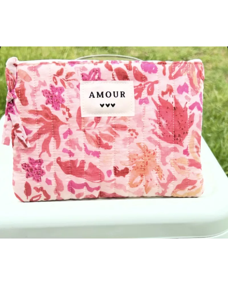 Pochette maquillage femme – Fleurs romantiques rosées | Juliette My Poupi