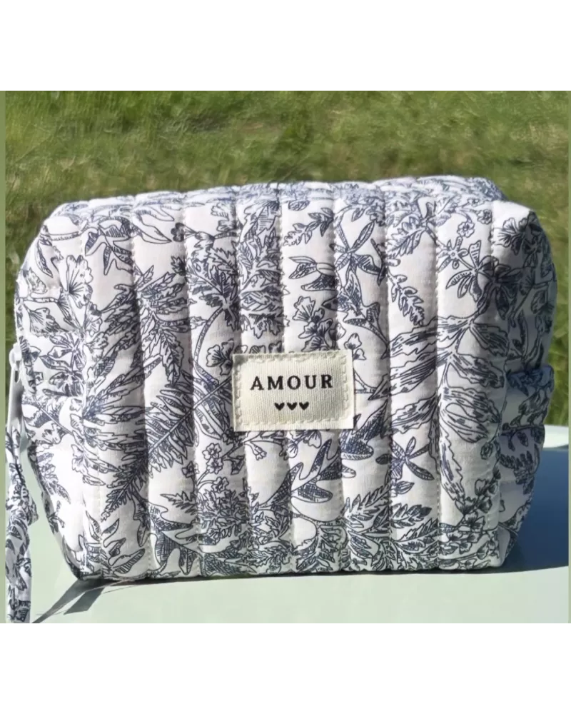 Mini trousse femme bleue – Pochette maquillage élégante | My Poupi