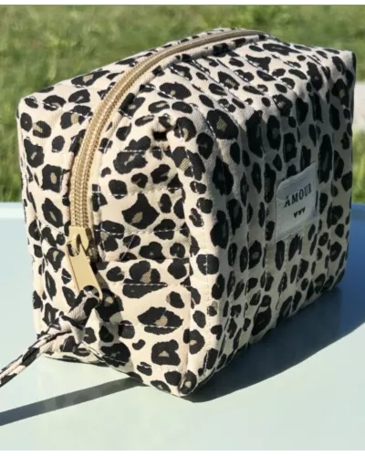 Mini trousse femme léopard beige – Pochette maquillage chic | My Poupi