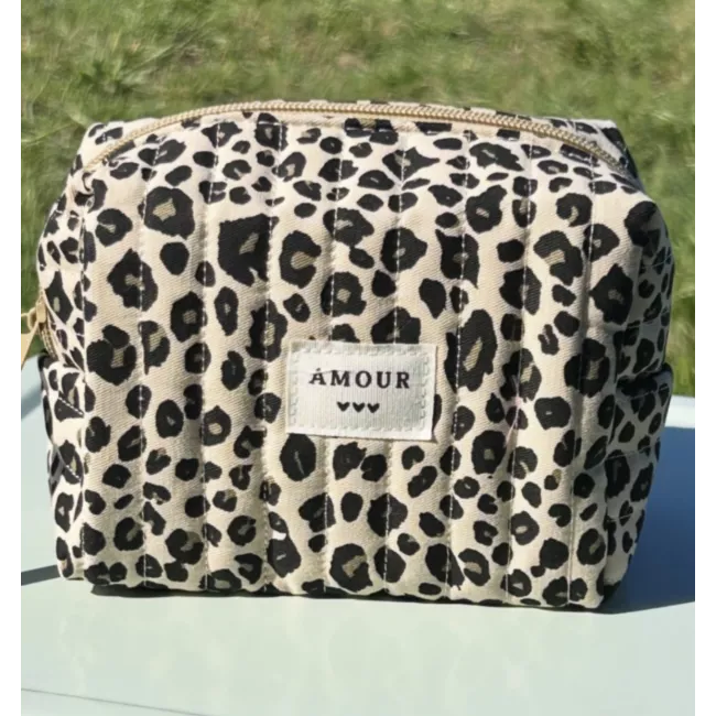 Mini trousse femme léopard beige – Pochette maquillage chic | My Poupi