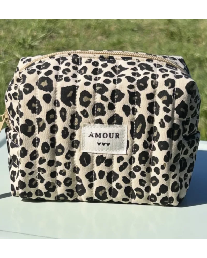 Mini trousse femme léopard beige – Pochette maquillage chic | My Poupi