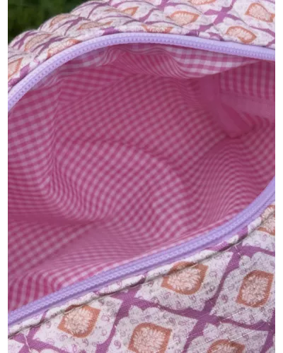 Mini trousse femme graphique rose abricot – Pochette maquillage tendance | My Poupi