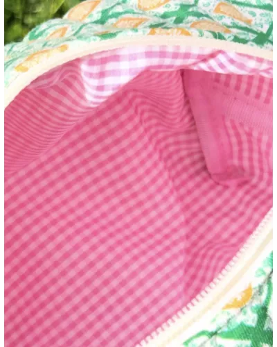 Mini trousse femme graphique vert soleil – Pochette maquillage colorée | My Poupi