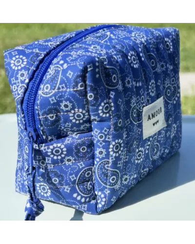 Mini trousse maquillage femme – Bandana bleu intense | Juliette Pocket My Poupi