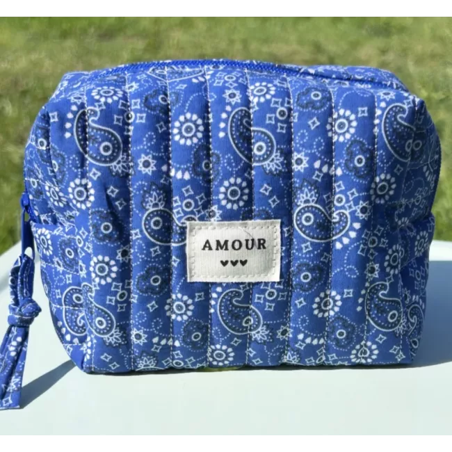 Mini trousse maquillage femme – Bandana bleu intense | Juliette Pocket My Poupi