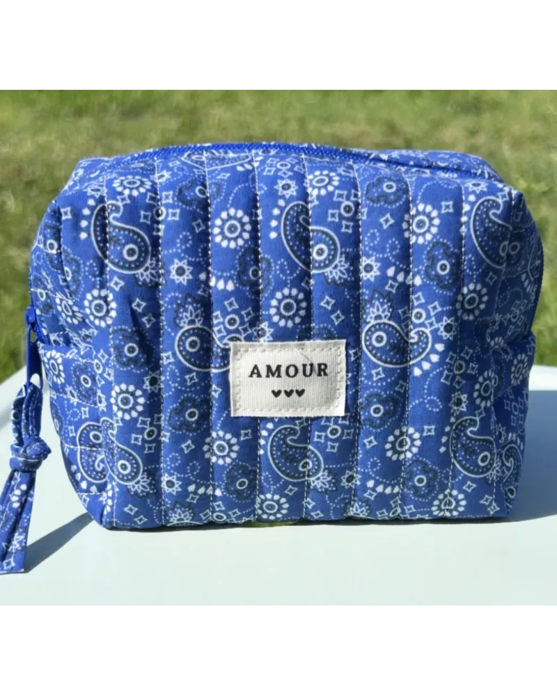 Mini trousse maquillage femme – Bandana bleu intense | Juliette Pocket My Poupi
