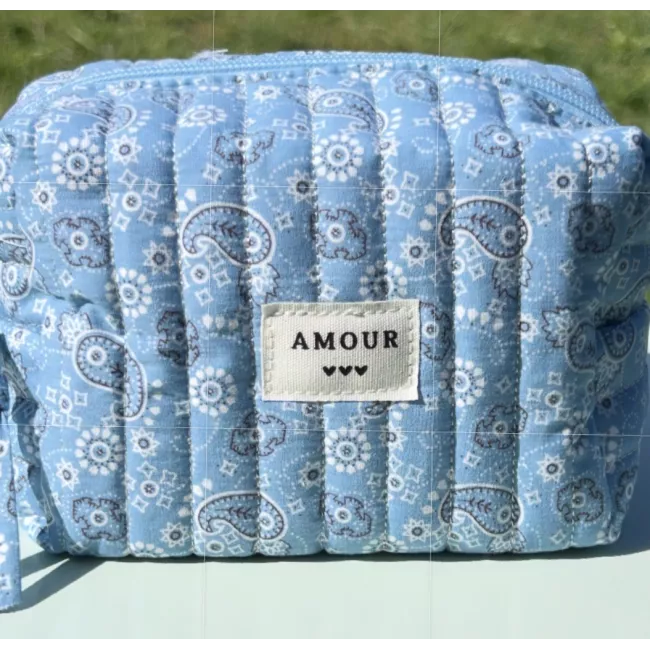 Mini trousse maquillage femme – Bandana bleu ciel | Juliette Pocket My Poupi