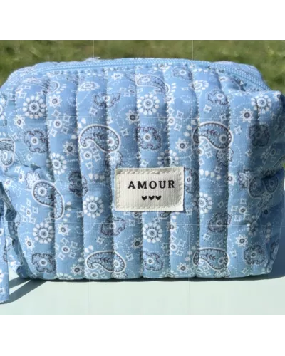 Mini trousse maquillage femme – Bandana bleu ciel | Juliette Pocket My Poupi