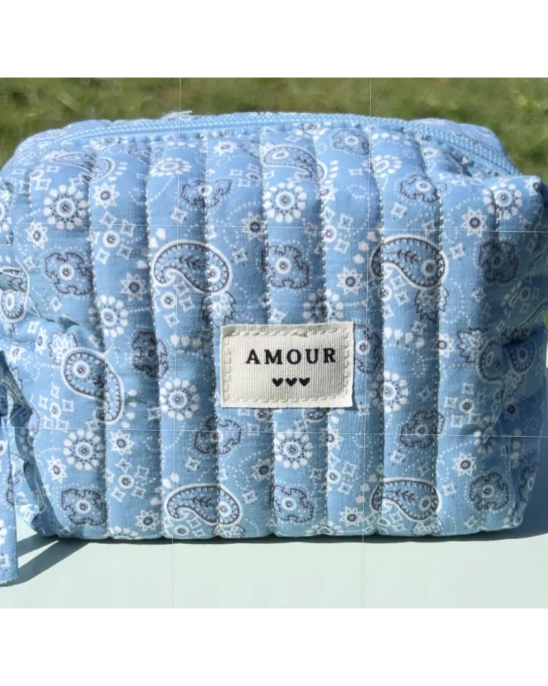 Mini trousse maquillage femme – Bandana bleu ciel | Juliette Pocket My Poupi