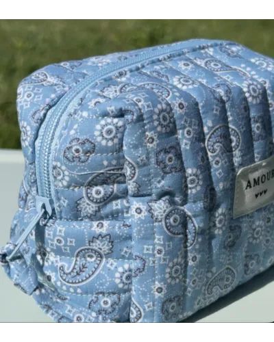 Mini trousse maquillage femme – Bandana bleu ciel | Juliette Pocket My Poupi