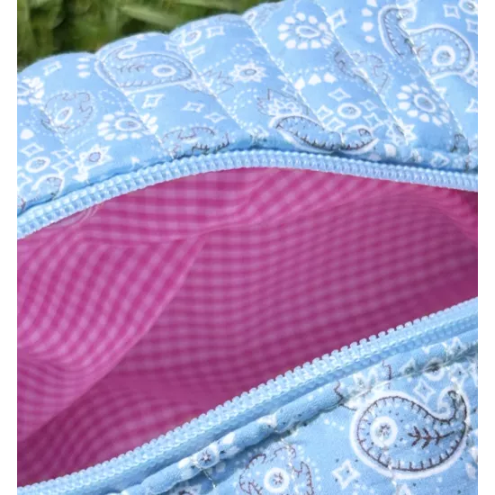 Mini trousse maquillage femme – Bandana bleu ciel | Juliette Pocket My Poupi