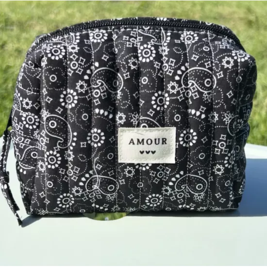 Mini trousse maquillage femme – Bandana noir élégant | Juliette Pocket My Poupi