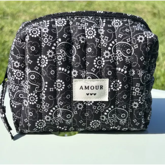 Mini trousse maquillage femme – Bandana noir élégant | Juliette Pocket My Poupi