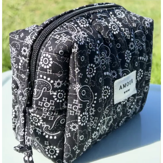 Mini trousse maquillage femme – Bandana noir élégant | Juliette Pocket My Poupi