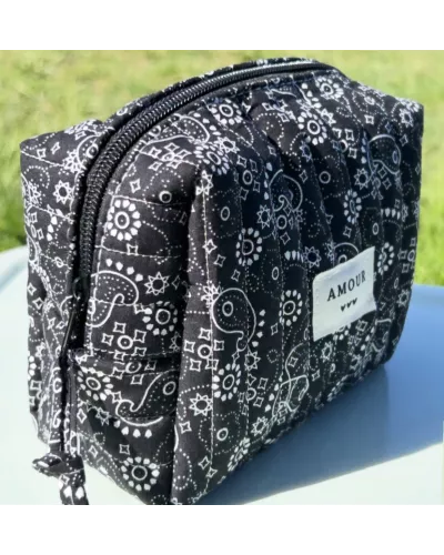 Mini trousse maquillage femme – Bandana noir élégant | Juliette Pocket My Poupi