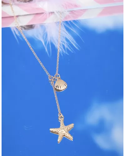 Collier Y étoile de mer doré en acier inoxydable – Marisella