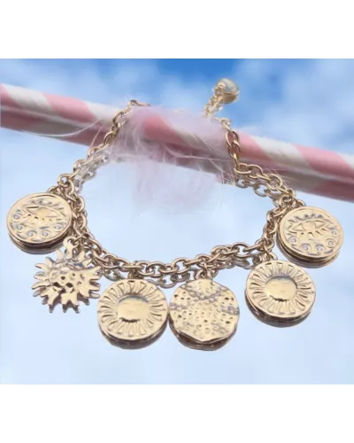 Bracelet médailles solaires en acier inoxydable – Soléane | My Poupi