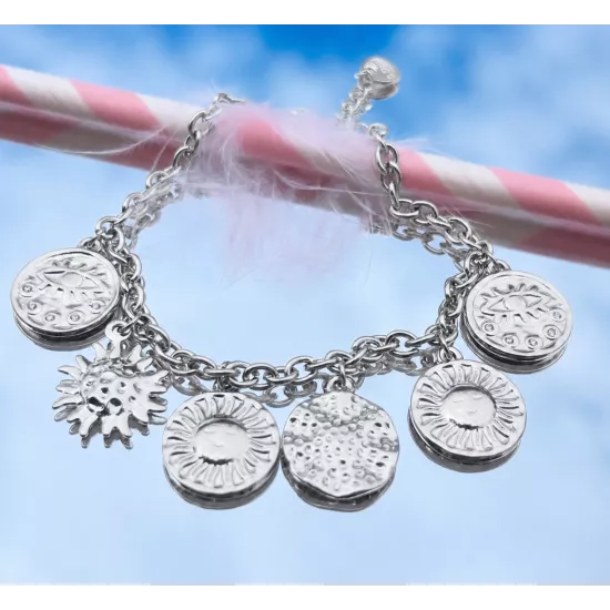 Bracelet médailles solaires en acier inoxydable – Soléane | My Poupi
