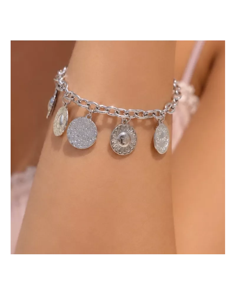 Bracelet médailles solaires en acier inoxydable – Soléane | My Poupi