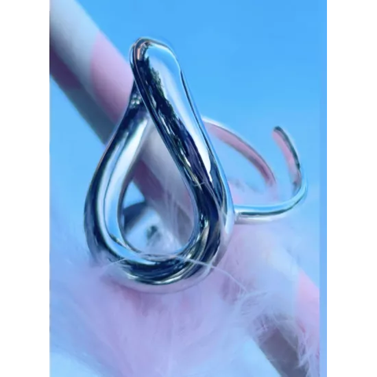 Bague ovale tendance en acier inoxydable réglable