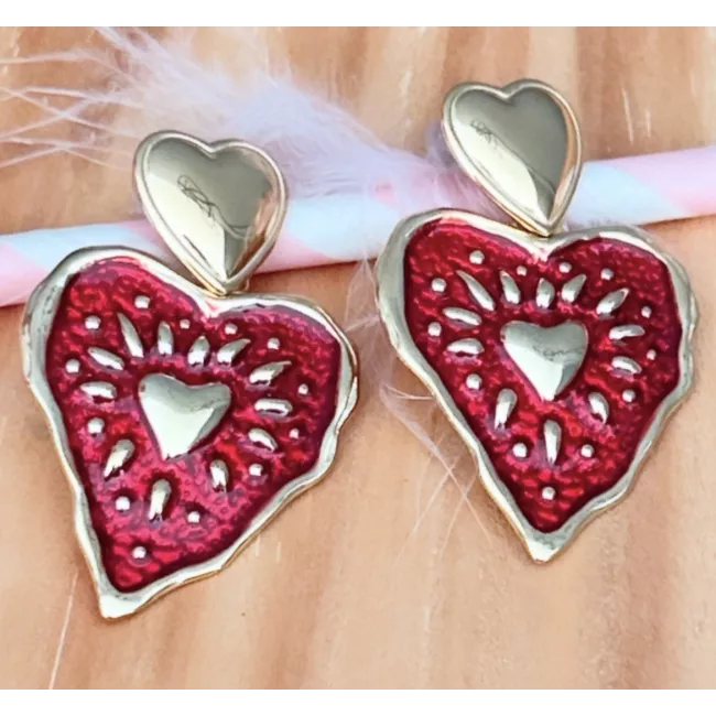 Boucles d’oreilles cœur Dolorès en acier inoxydable doré