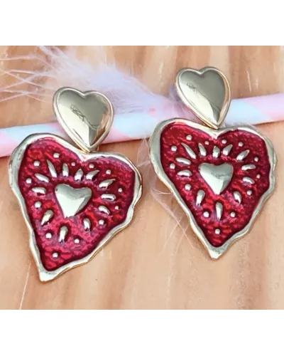 Boucles d’oreilles cœur Dolorès en acier inoxydable doré