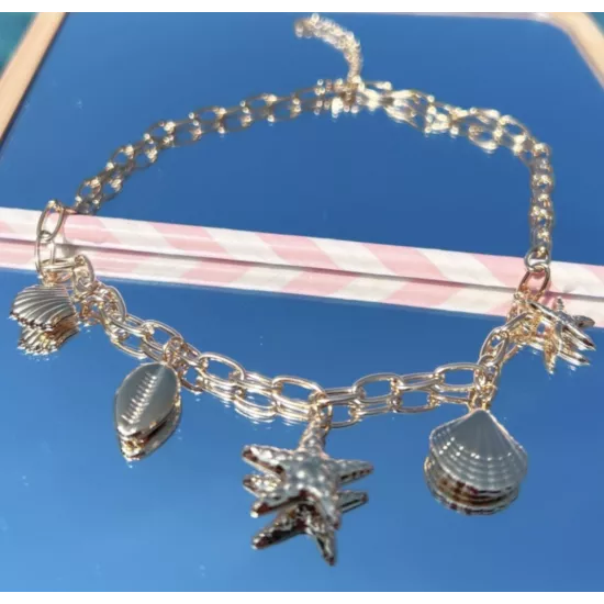 Collier Azura en acier inoxydable doré – Collier coquillages et étoiles de mer | My Poupi