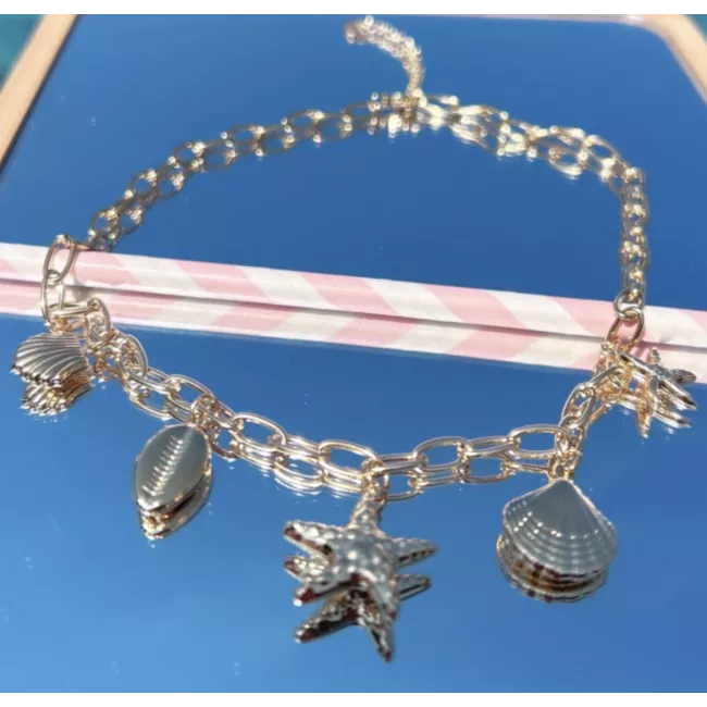 Collier Azura en acier inoxydable doré – Collier coquillages et étoiles de mer | My Poupi