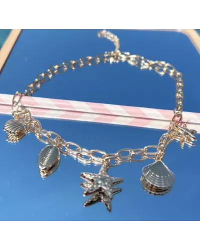 Collier Azura en acier inoxydable doré – Collier coquillages et étoiles de mer | My Poupi
