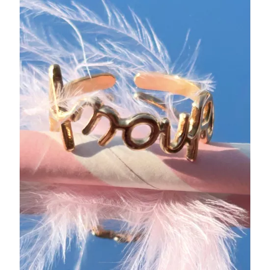 Bague Marceline Amour en acier inoxydable doré ajustable | My Poupi