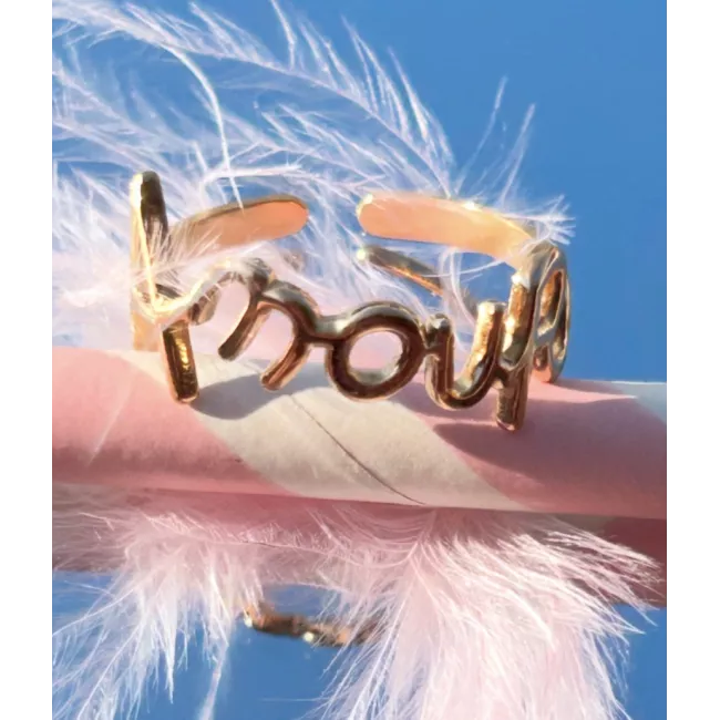 Bague Marceline Amour en acier inoxydable doré ajustable | My Poupi