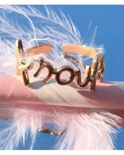 Bague Marceline Amour en acier inoxydable doré ajustable | My Poupi
