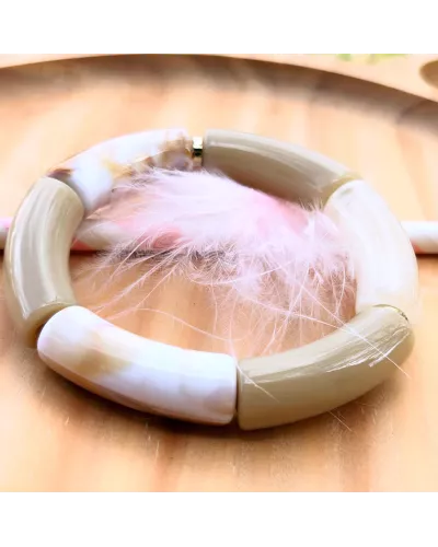 Bracelet Romane en acétate à larges maillons, monté sur élastique – My Poupi.