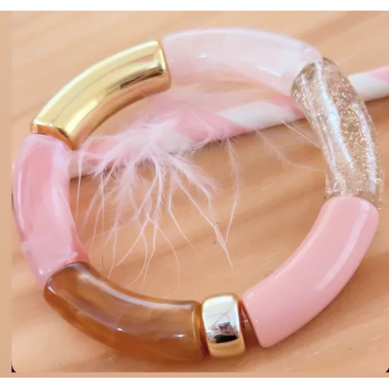 Bracelet Romane en acétate à larges maillons, monté sur élastique – My Poupi.