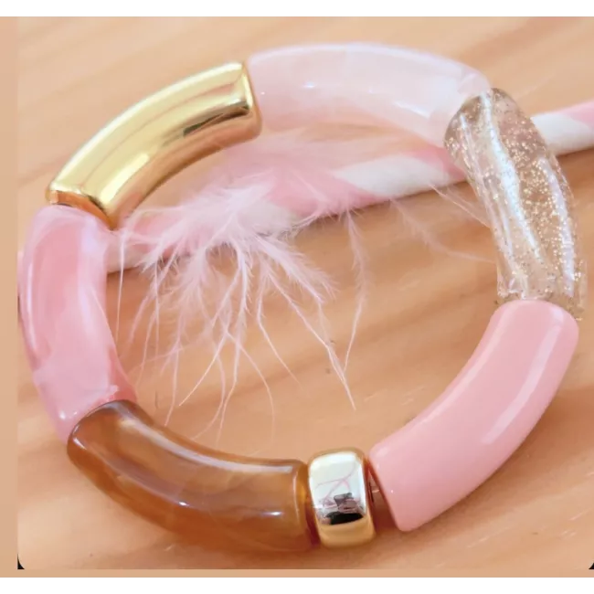 Bracelet Romane en acétate à larges maillons, monté sur élastique – My Poupi.