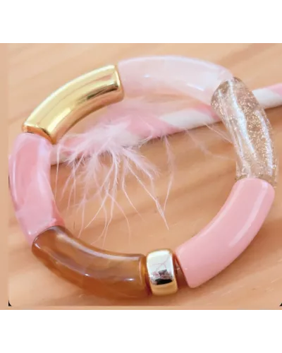Bracelet Romane en acétate à larges maillons, monté sur élastique – My Poupi.