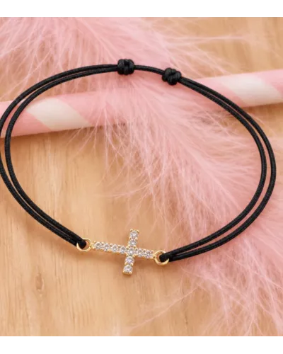 Bracelet Christallia plaqué or 3 microns croix zirconiums | My Poupi